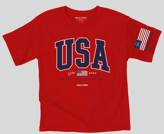 Hold Fast Kidz T - USA Strong Red