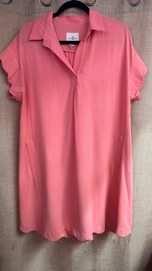Umgee C5715 Linen Scallop Sleeve Peach