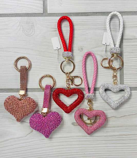 Rhinestone Heart Keychain