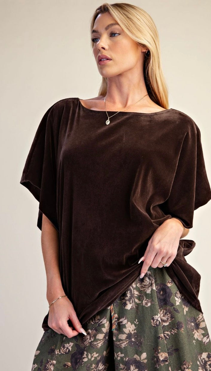 Easel ET30300 Black DOLMAN SLVS BURNOUT VELVET TOP