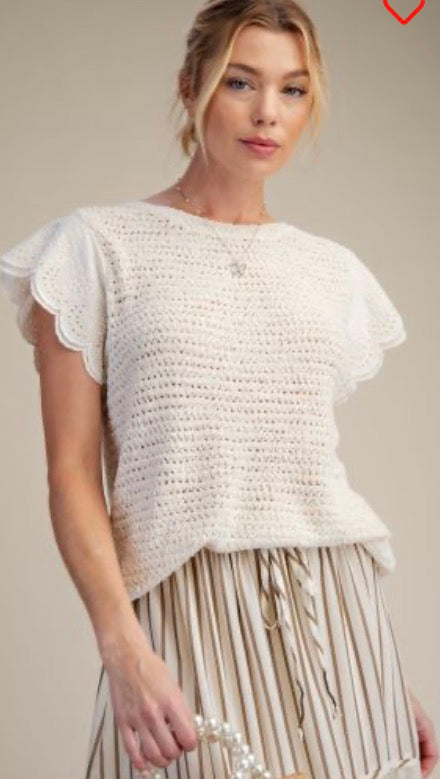 ET 19016 Natural Wing Slvs Knitted Sweater