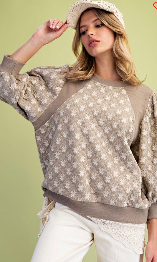 Easel ST100254 Mushroom QUILTED BANDED BOTTOM TOP