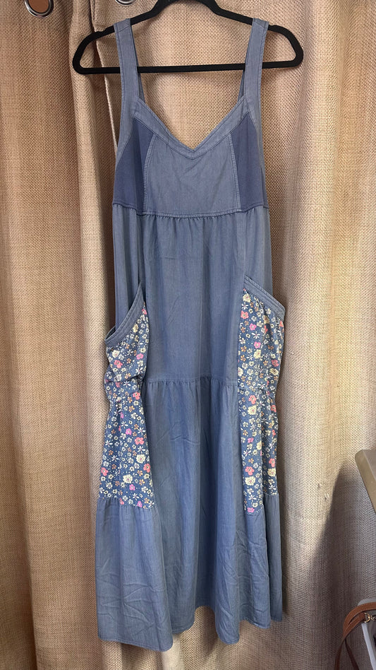ED71722 Washed Denim Print mix stone washed jumpsuit