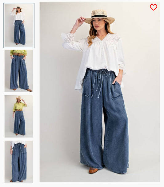 Easel-EB90069-Washed Chambray Loose Fit-Washed Denim