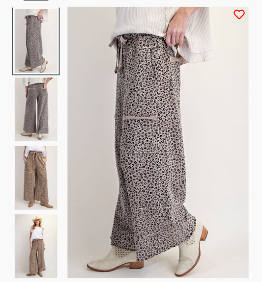 Easel-EB56365-Animal Printed Terry Knit-Mocha
