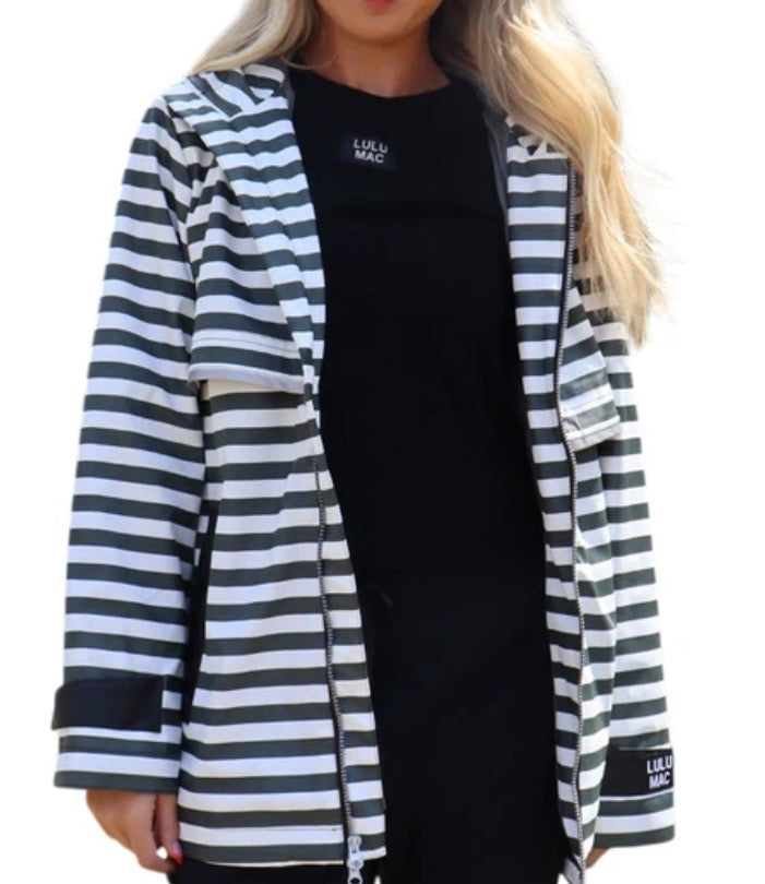 LULU MAC Raincoat Darby Black White Stripe