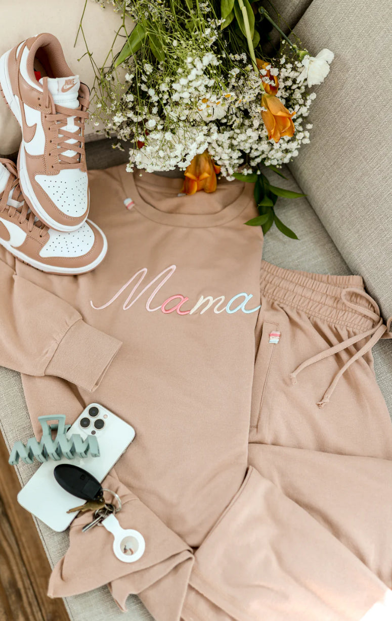 JLB-MAMA 3D EMBROIDERY-24/7-SWEATSHIRT-TAUPE
