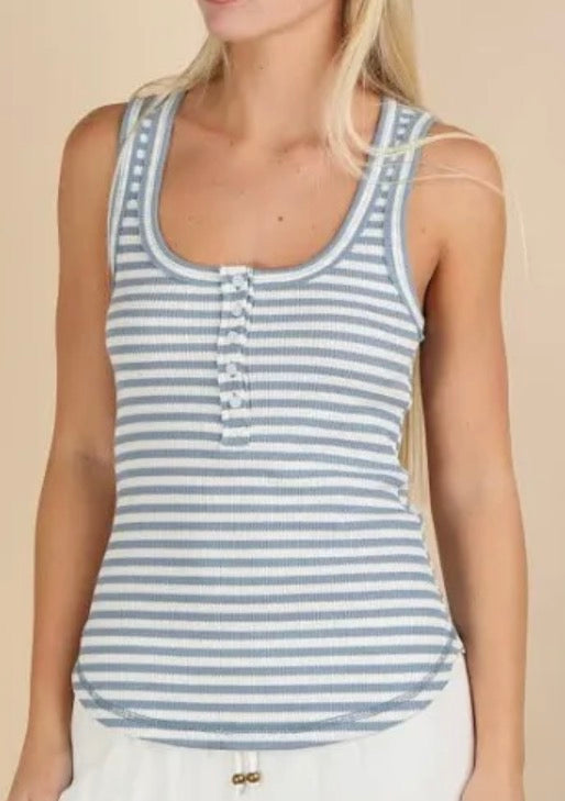 Very J - NT12124 Sky Stripe Button Front