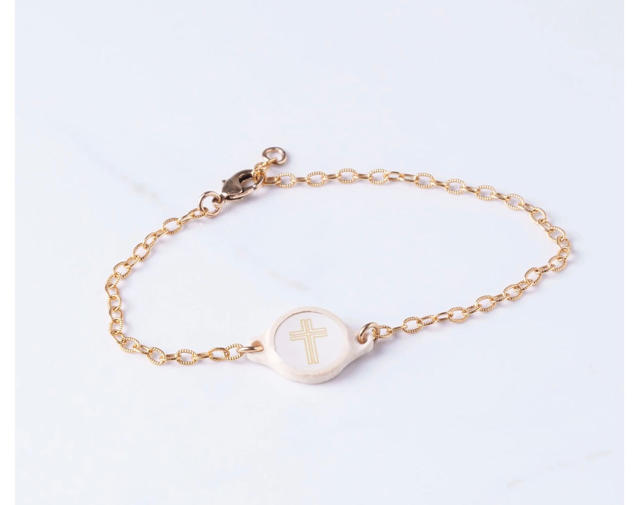Tap to Pray Survivor Bracelet 14K Gold Plated + Vanilla Cross