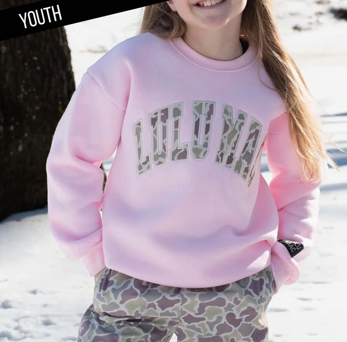 LULU MAC Kids Camo Light Pink Sweatshirt