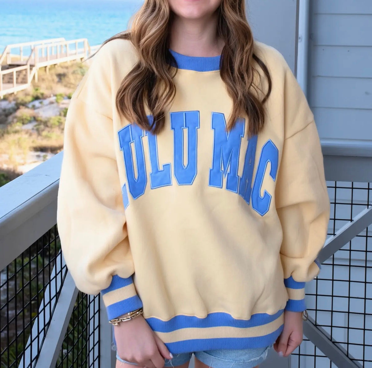 LULU MAC Social Society Butter/Lavender Stitch Sweatshirt