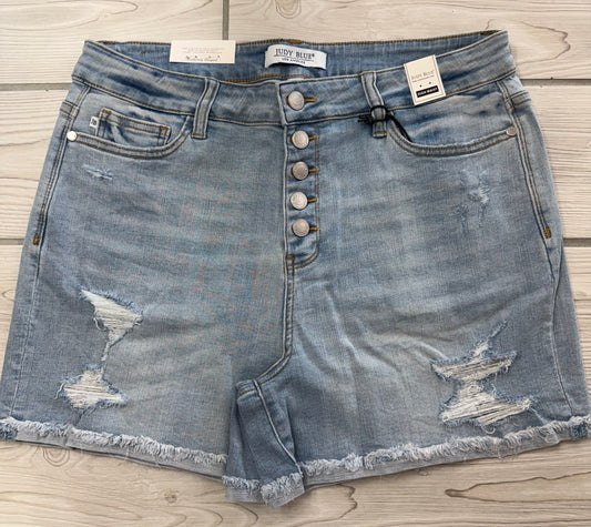 JB 150033 Hi-Waisted Buttonfly Destroyed Cuffed Short