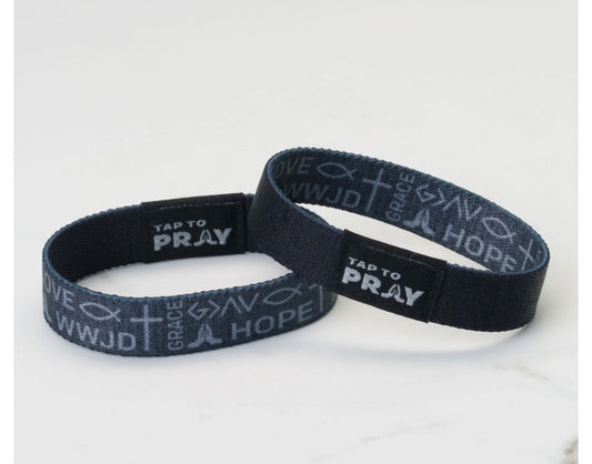 Tap to Pray Wristband- Symbols of Faith - Grey