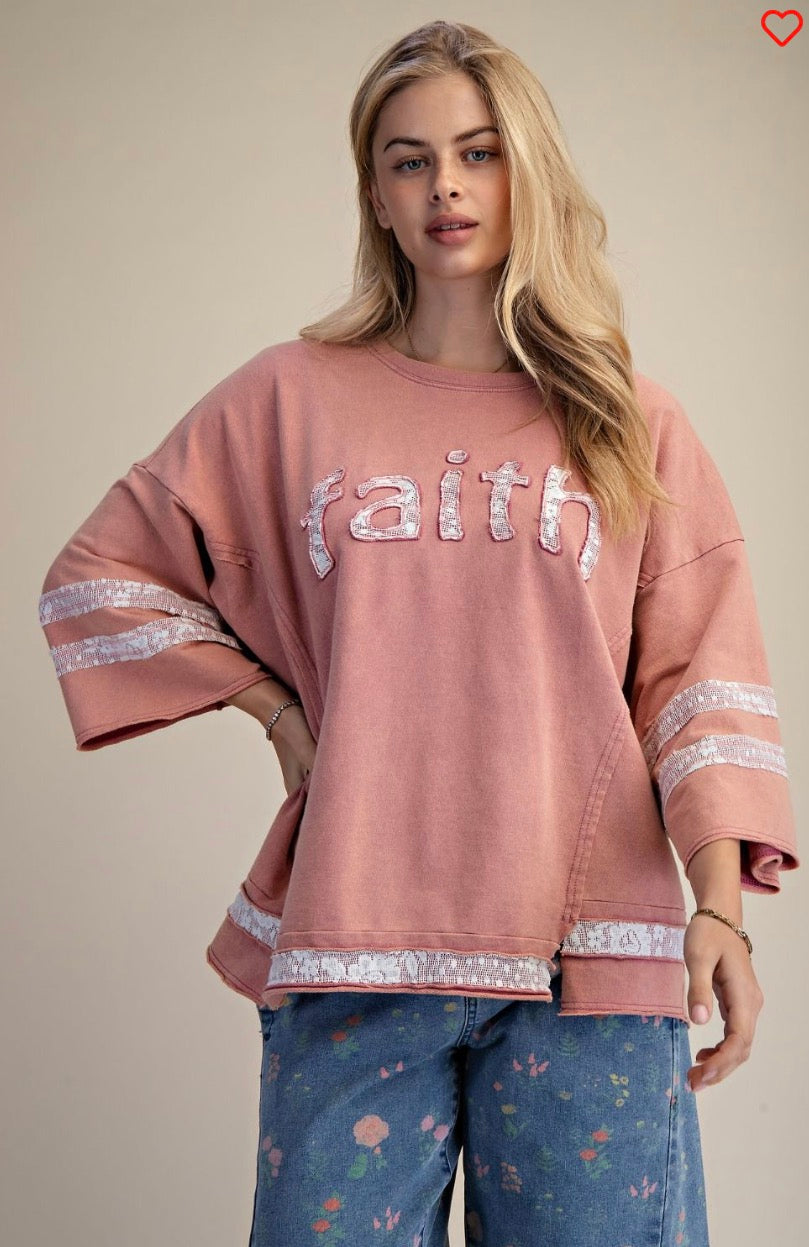 ET71972 Mauve 3/4 Slvs Faith Patch Front