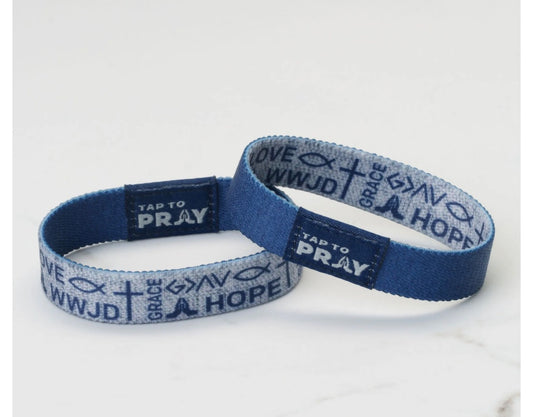 Tap to Pray Wristband- Symbols of Faith - Navy
