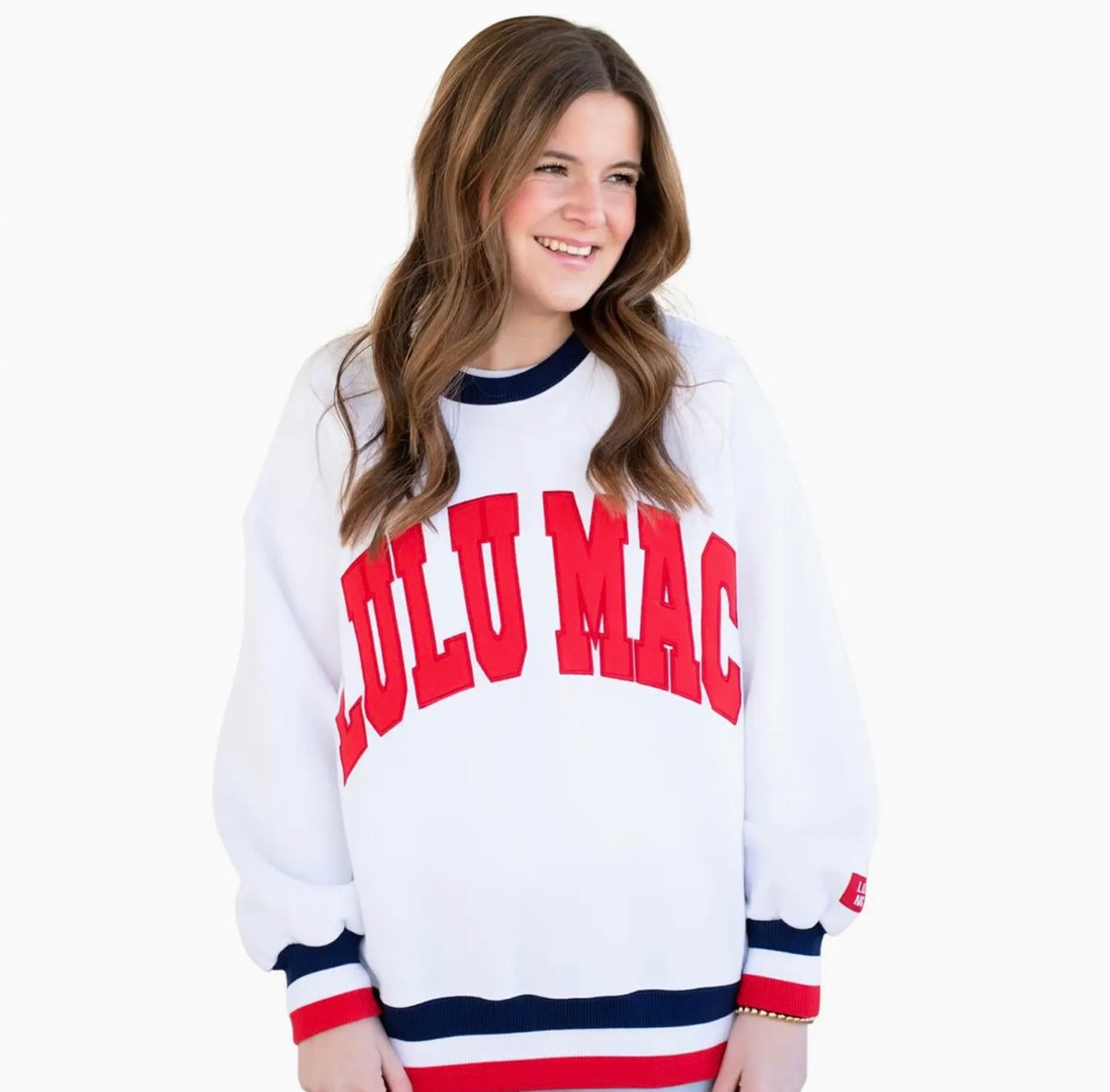 LULU MAC Social Society Red/Navy Stitch Sweatshirt