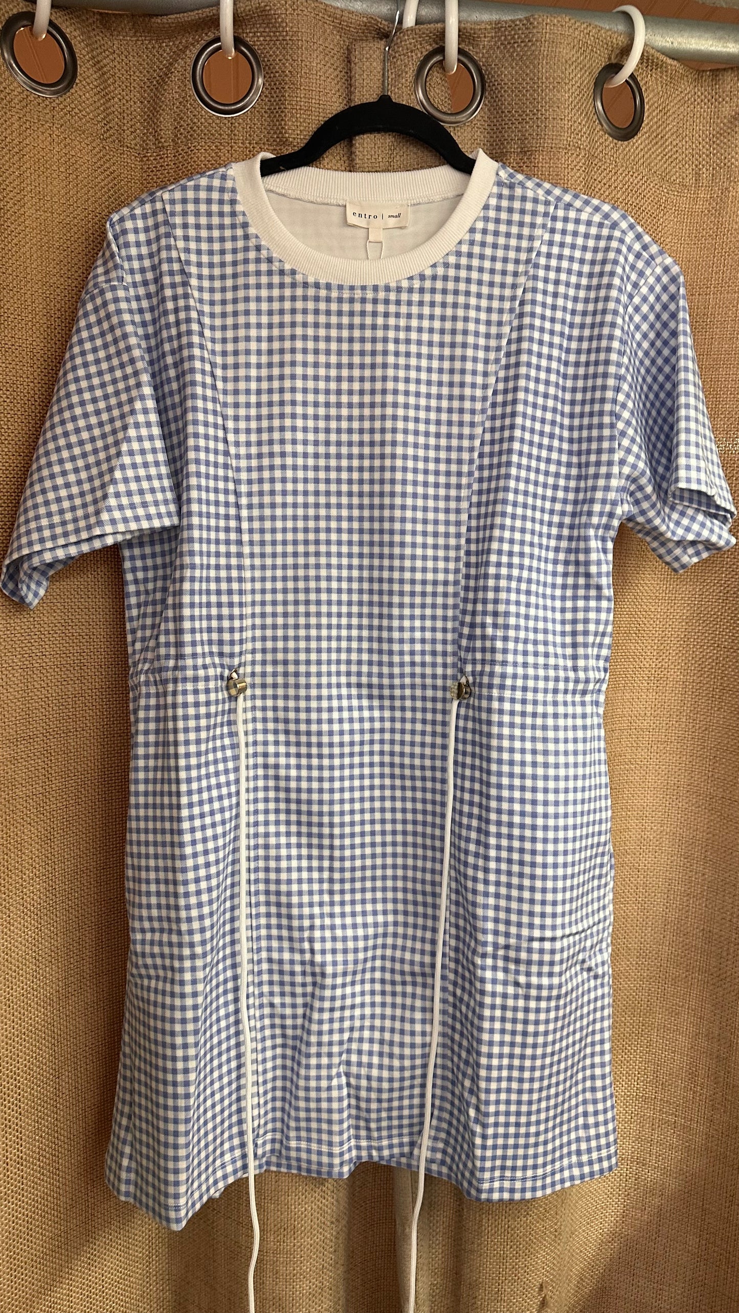 Entro D31043 Gingham Tie Dress Blue
