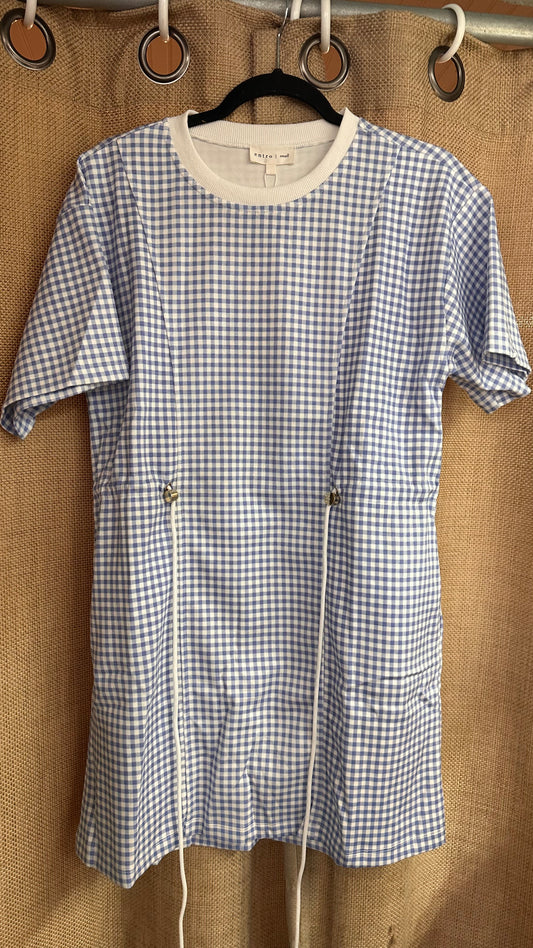 Entro D31043 Gingham Tie Dress Blue