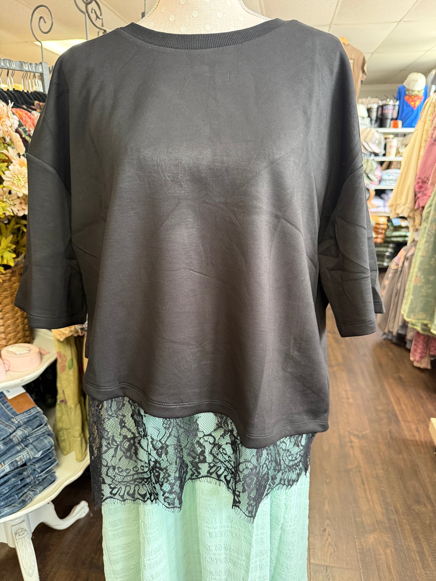 Entro T31290P Black Lace Top
