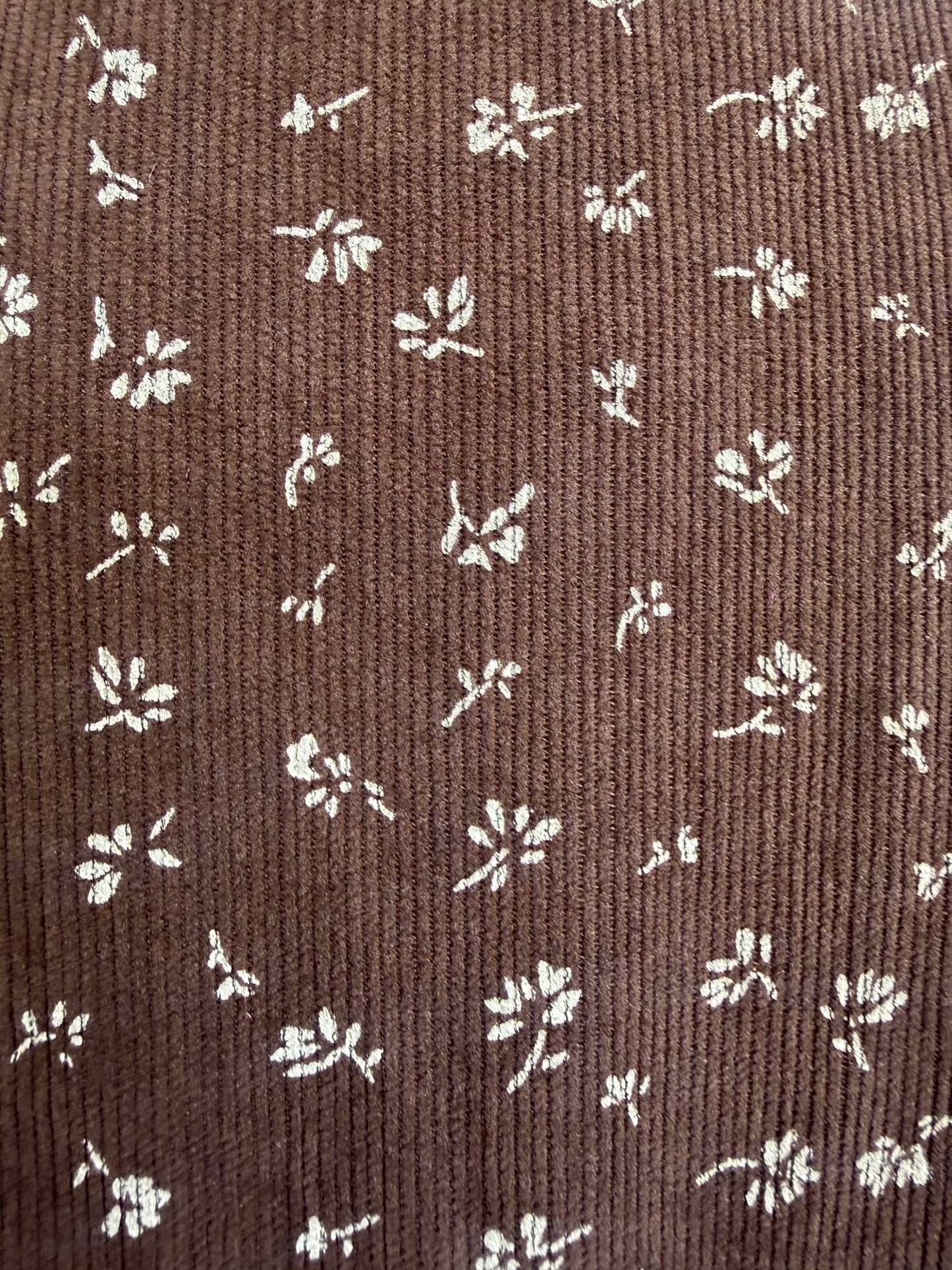Vine & Love VD83495 Brown Floral Print Corduroy Dress