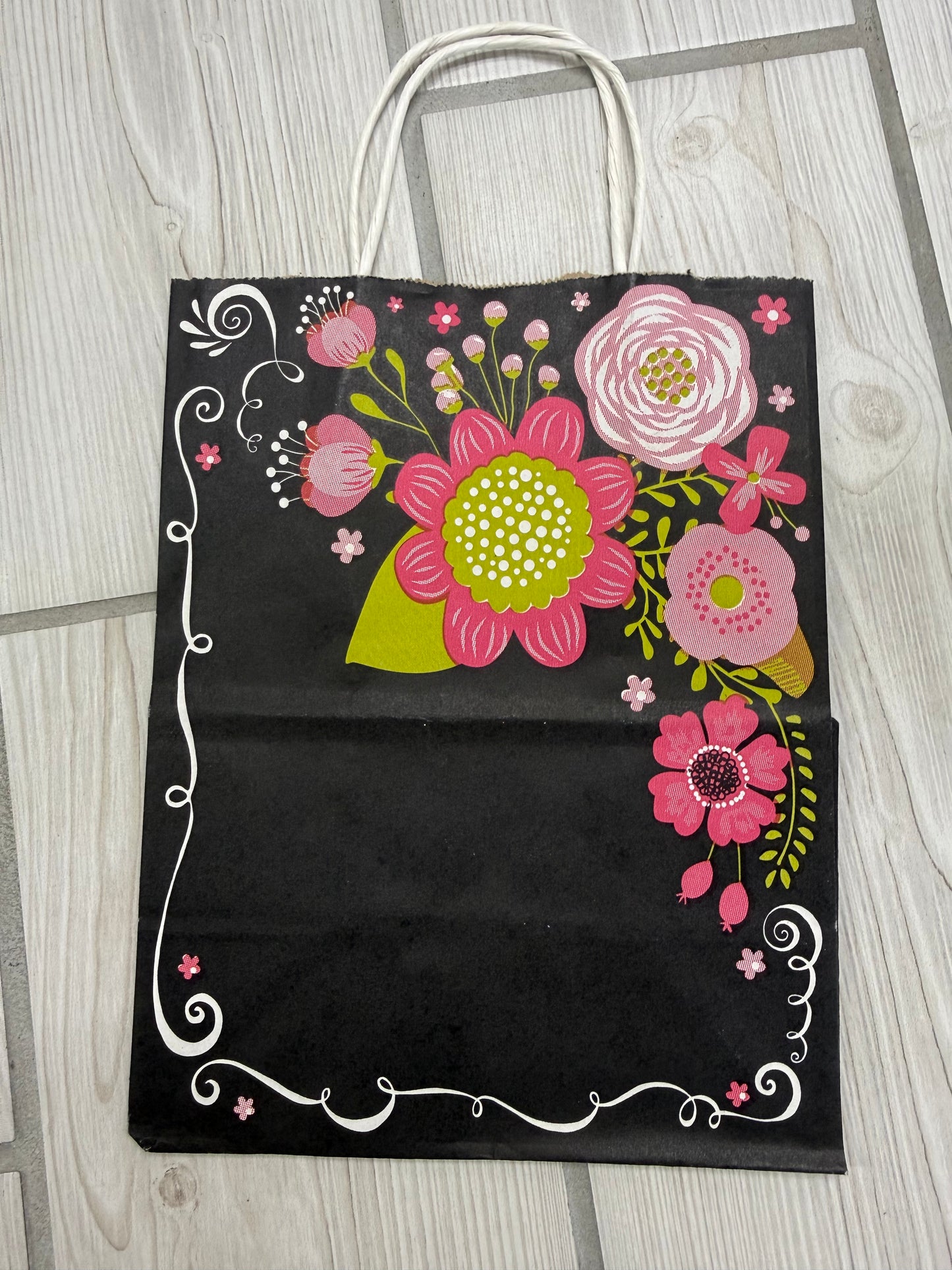 LD Black Floral Gift Bag