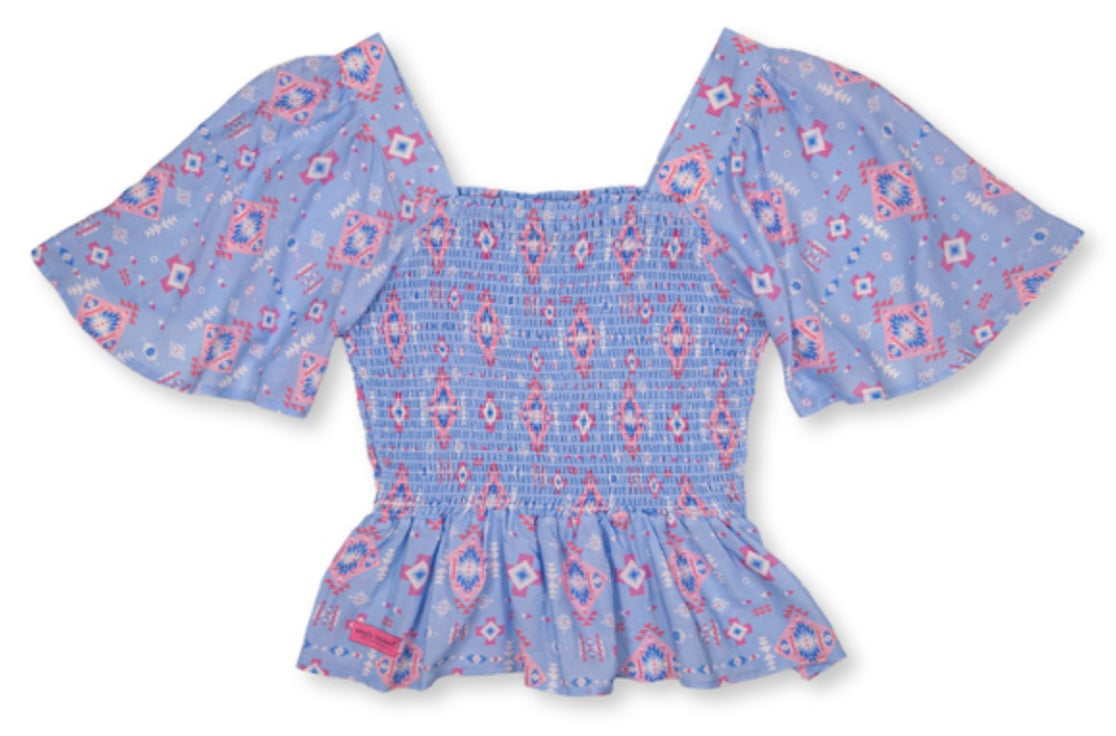 0123-SHIRDSSBLOUSE-AZTEC