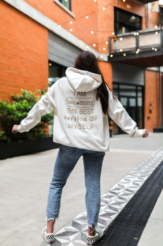 JLB-Best Version Of Myself (Cream) - "My Go To" Oversized Sweatshirt / Hoodie
