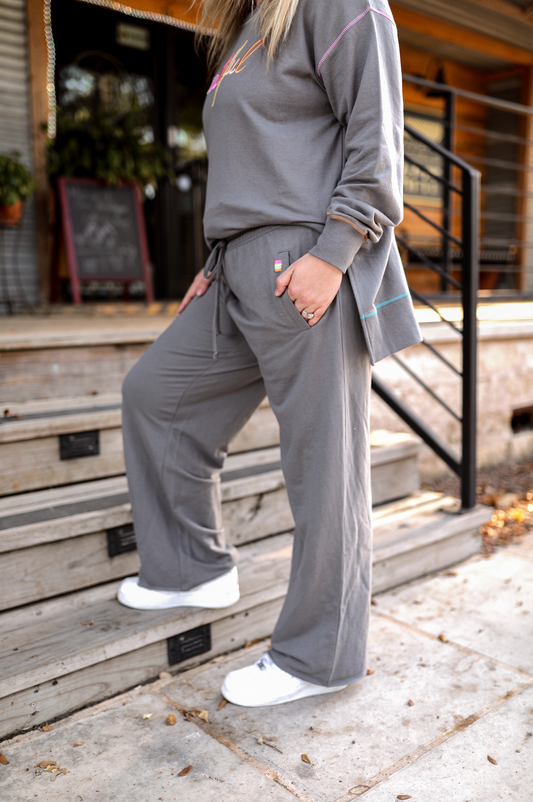 JLB-Grateful 3D Embroidery (Grey) - Lounge Pants