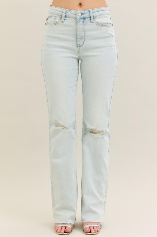JB 88718REG MR Destroy & Fray Hem Bootcut LT