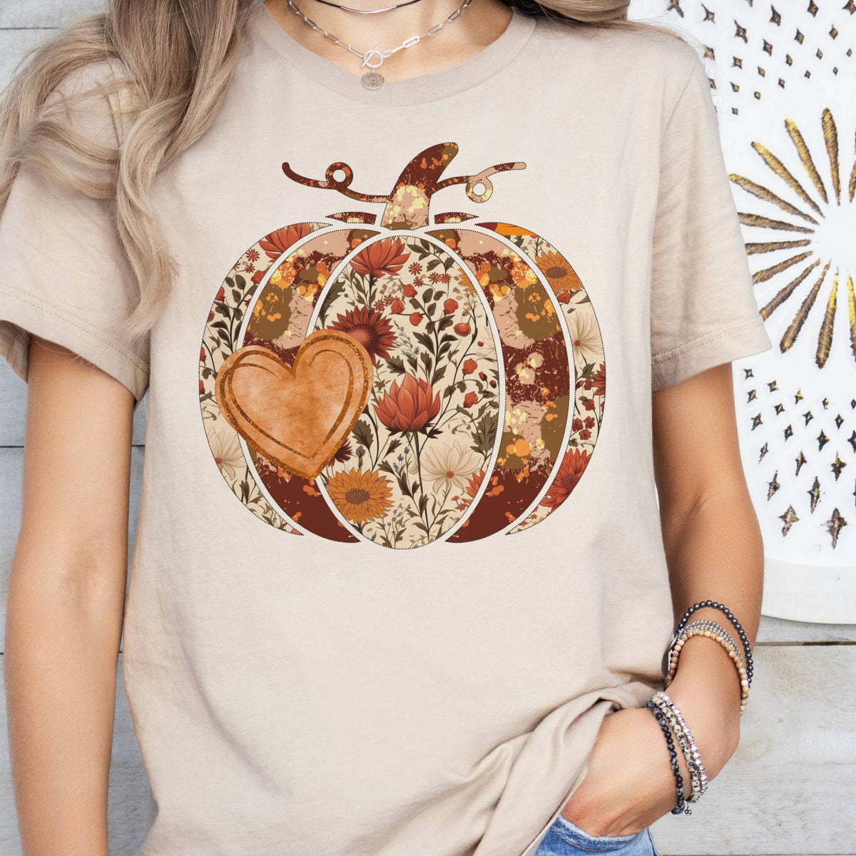 Fall Pumpkin Autumn Floral Farmers Graphic Tee
