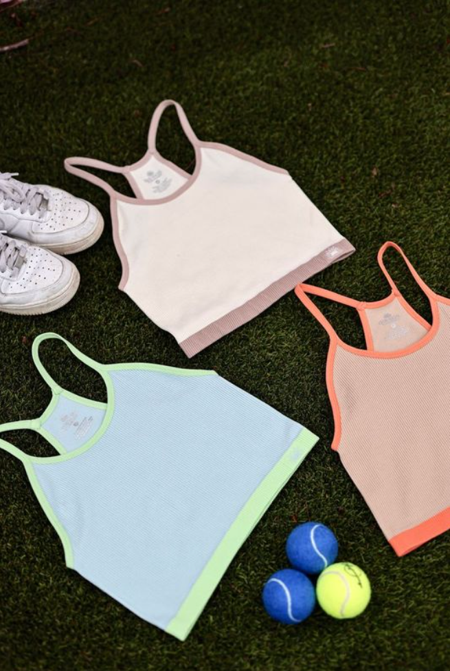 Ribbed Bralette- Pool Party (Sky Blue/Lime)