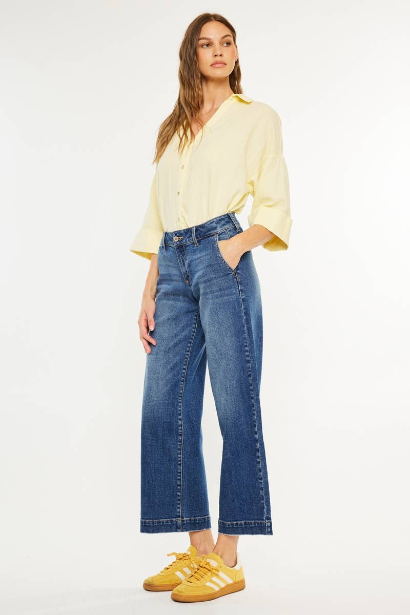 PETITE  MID RISE TROUSER WIDE LEG-KC70098M-PT