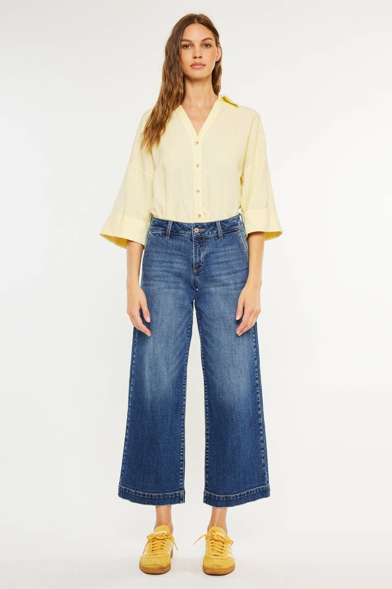 PETITE  MID RISE TROUSER WIDE LEG-KC70098M-PT