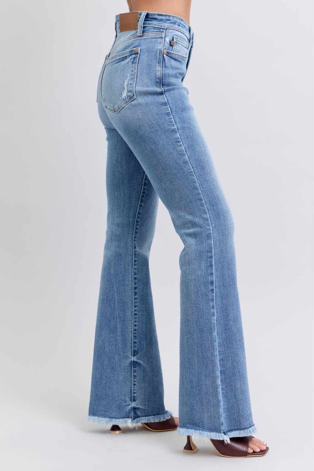 JB 82486REG High Waisted Bootcut with Fray Hem