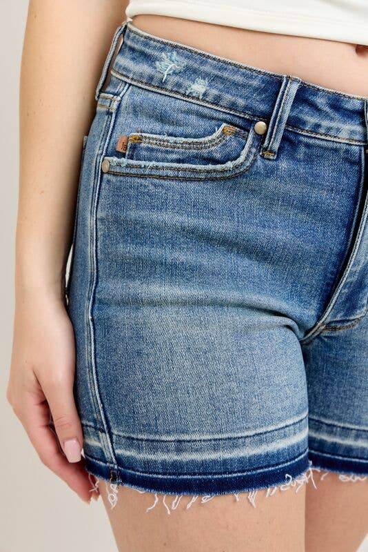 150299 Mid-Rise Tummy Control Vintage Wash Shorts