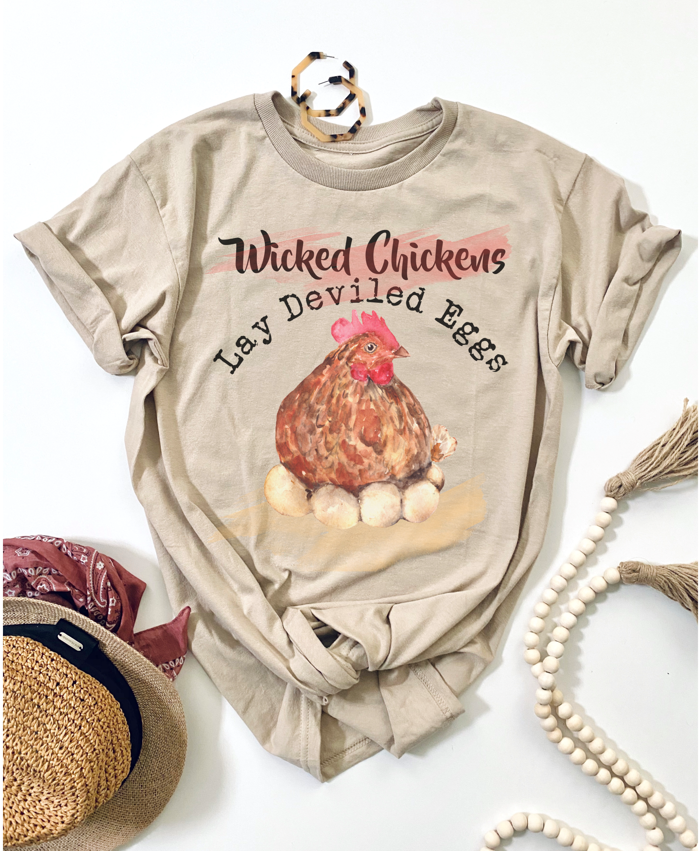 Wicked Chickens eggs Vintage Style Graphic Tee