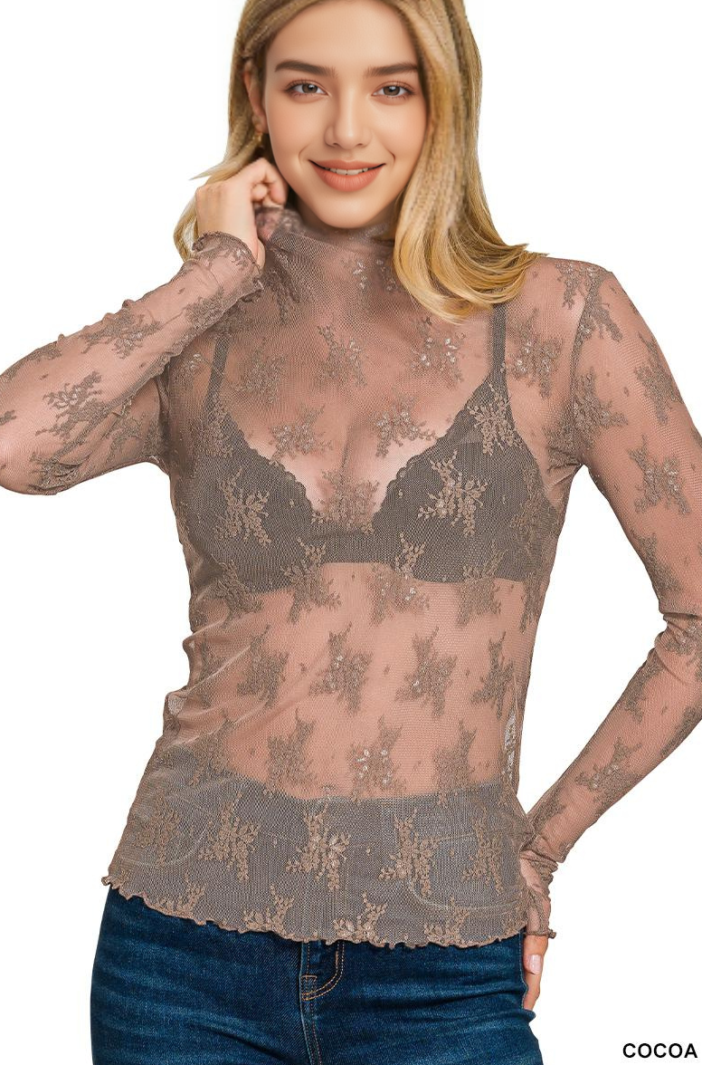 , Lace See Through Layering Top