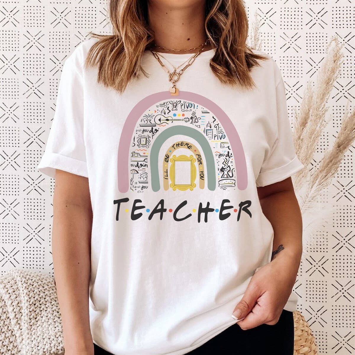 Vintage Teacher School TV show 90s Rainbow Graphic Tee