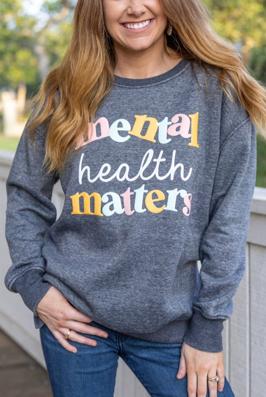 JLB Mental Health Matters Puff Ink - Charcoal Burnout Sweatshirt