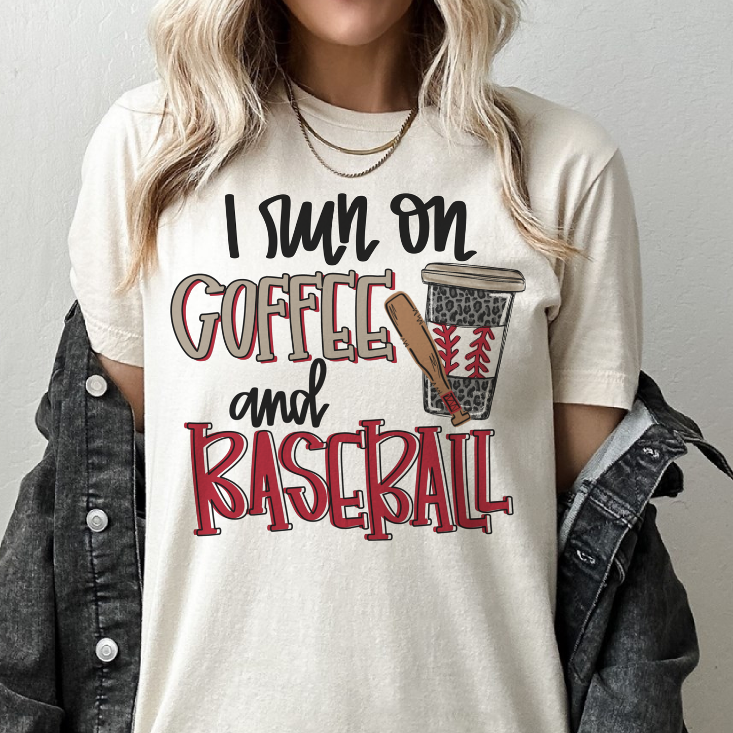 I Run on Baseball and Coffee Mom Vintage Graphic Tee