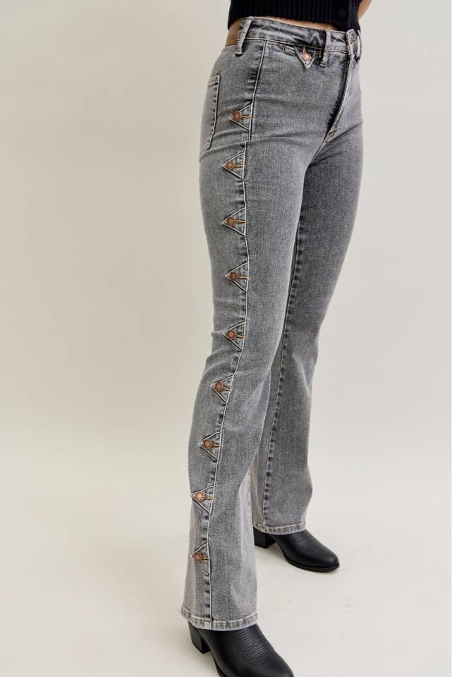 JB 881042 HW Bootcut Western Side Seam & Coin Pkt Detail