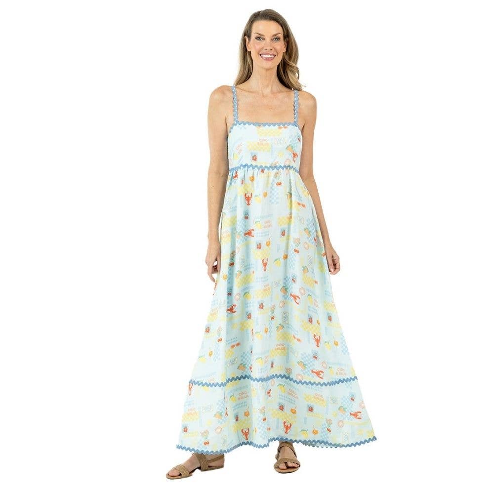 Italian Summer Maxi Dress (Light Blue)