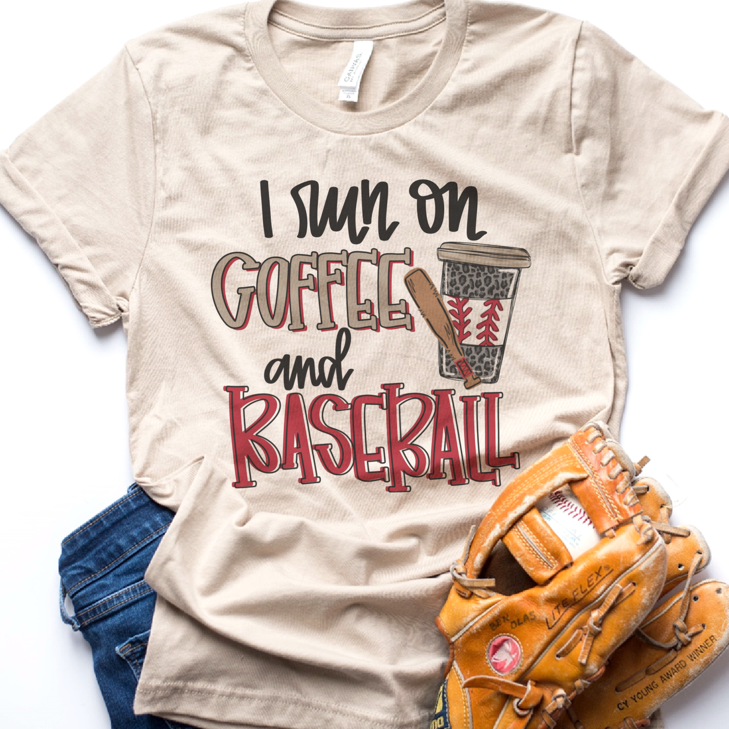 I Run on Baseball and Coffee Mom Vintage Graphic Tee