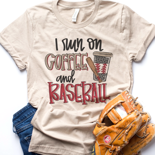 I Run on Baseball and Coffee Mom Vintage Graphic Tee