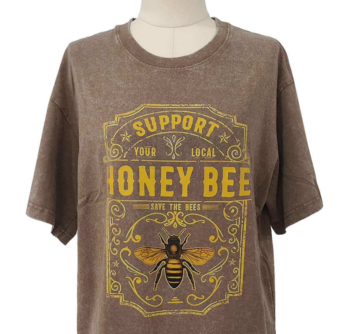 Honeybee Graphic Washed crewneck short sleeve T-shirt