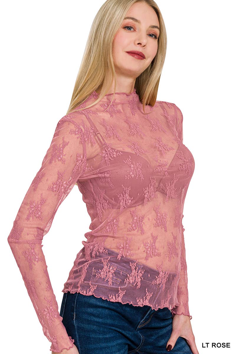 , Lace See Through Layering Top