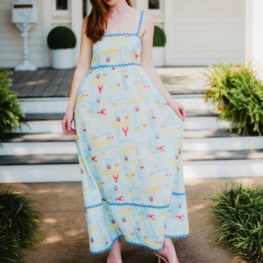 Italian Summer Maxi Dress (Light Blue)