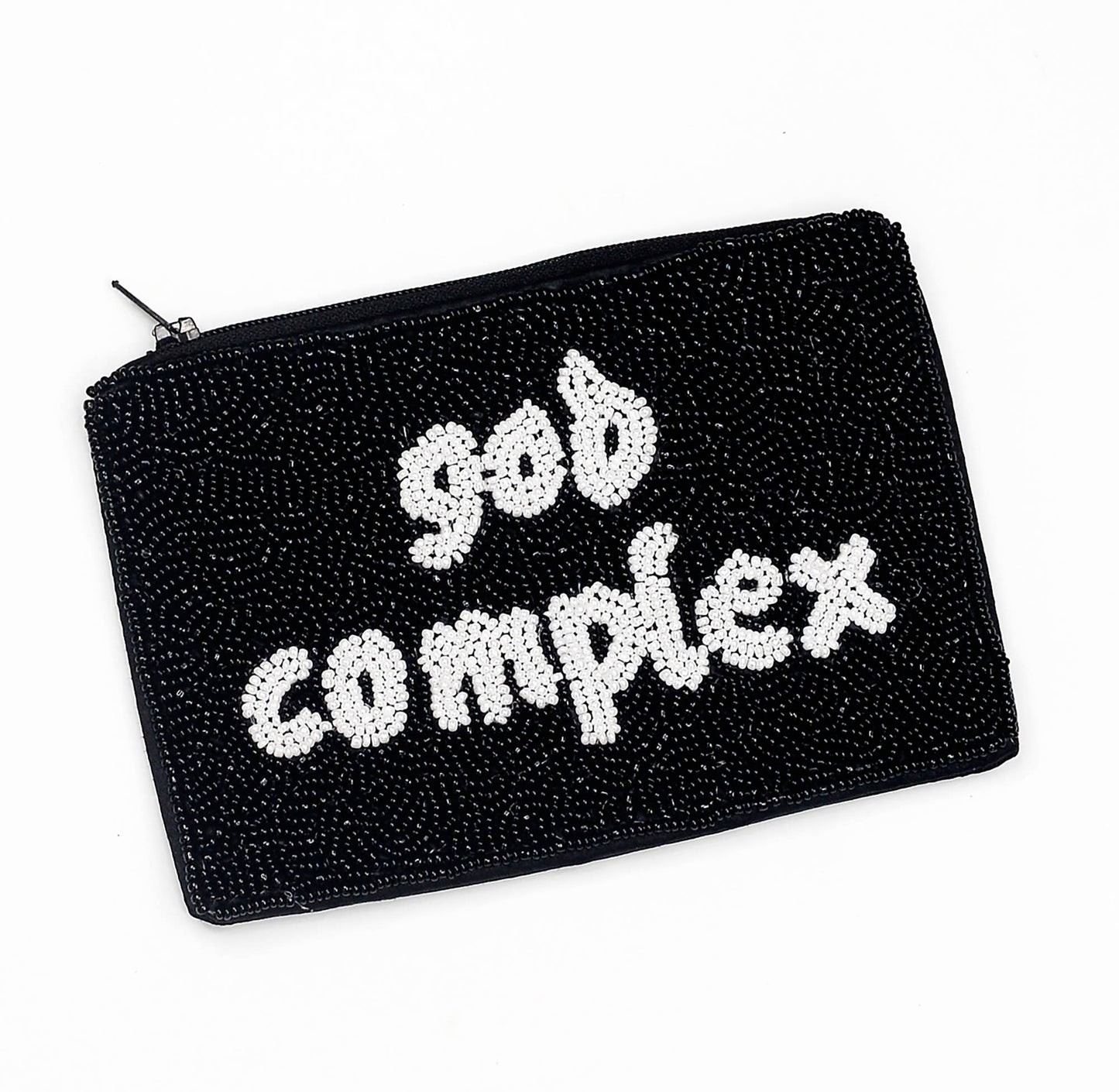 God Complex Seed Bead Bag, Makeup Bag, Beaded Coin Bag