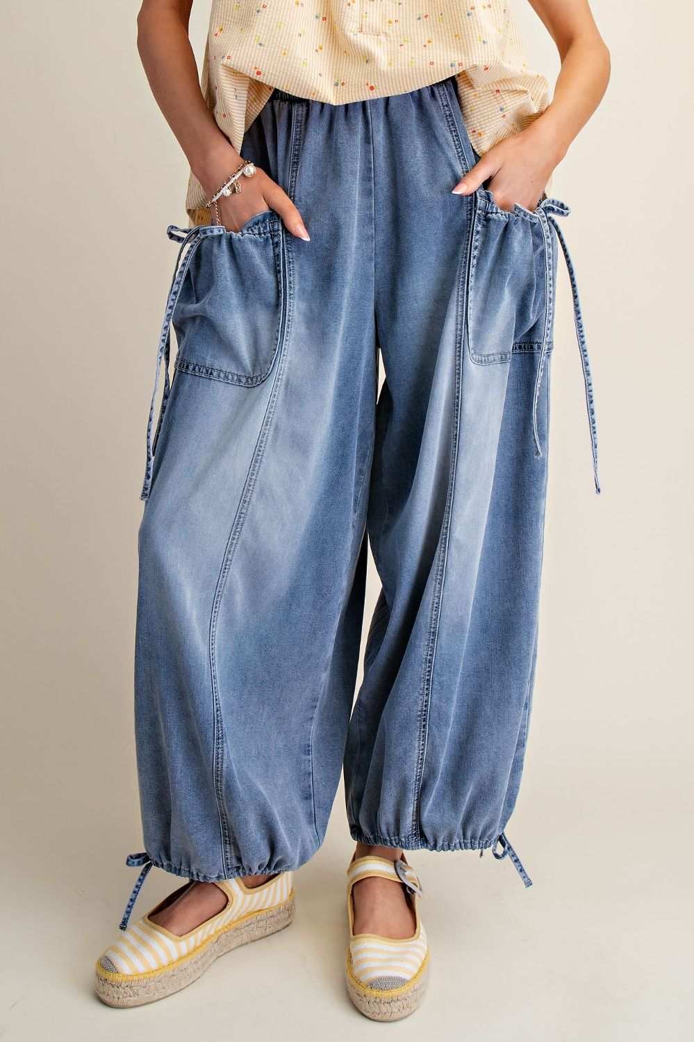 Easel EB57977 Washed Denim Pants