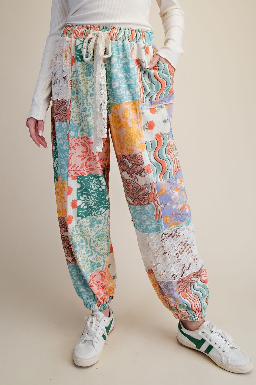 EASEL EB58027 Multi Patchwork Print Mineral